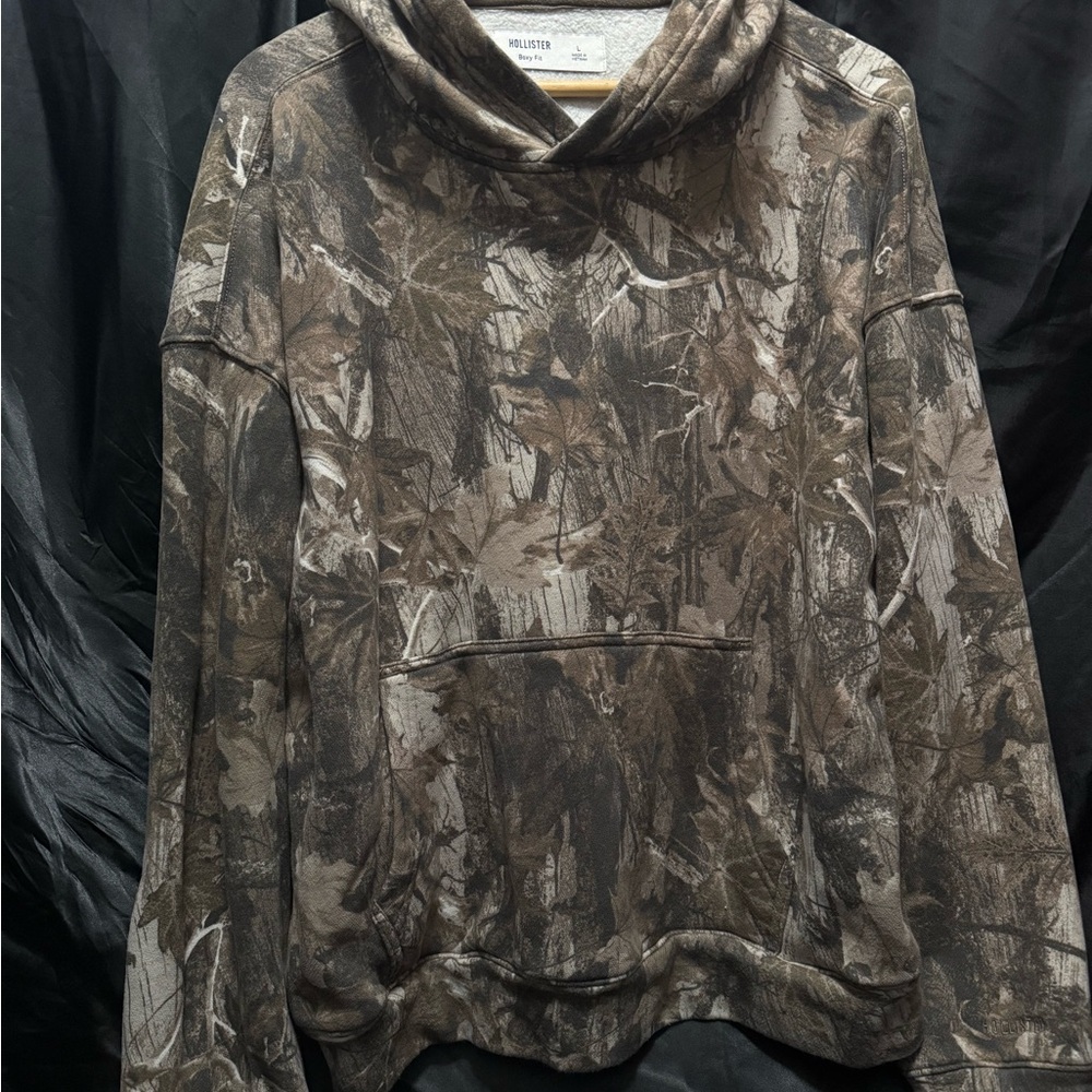 Hollister Men's Brown Camouflage Hoodie